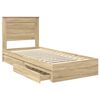 vidaXL Cama con almacenamiento con cabecera Roble Sonoma 100 x 200 cm