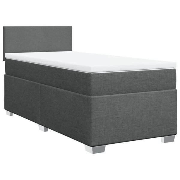 vidaXL Cama box spring con colch&oacute;n tela gris oscuro 90x190 cm
