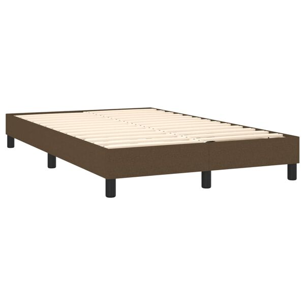 vidaXL Cama box spring con colch&oacute;n tela marr&oacute;n oscuro 120x200 cm