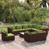 vidaXL Set muebles de jardín 10 pzas y cojines ratán sintético marrón