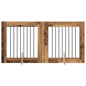vidaXL Puerta de perro con soportes 2 pcs Madera envejecida 80 x 80 cm