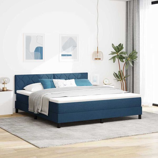 vidaXL Cama tipo Box Spring con colch&oacute;n Azul 180 x 200 cm tela