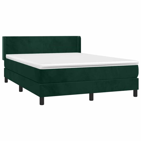 vidaXL Cama box spring con colch&oacute;n terciopelo verde oscuro 140x190 cm