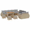 vidaXL Conjunto de sof&aacute;s de jard&iacute;n 14 uds. Beige rat&aacute;n sint&eacute;tico