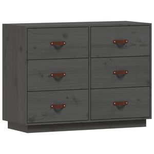 vidaXL Aparador de madera maciza de pino gris 100x40x75 cm
