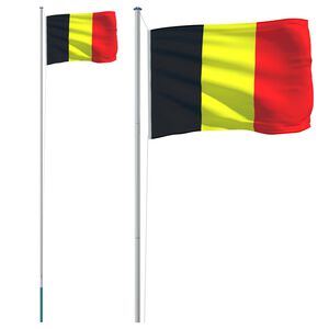 vidaXL M&aacute;stil y bandera de B&eacute;lgica aluminio 6,08 m
