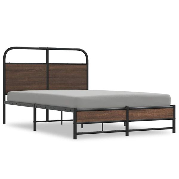 vidaXL Estructura de cama sin colch&oacute;n 120x200 cm madera marr&oacute;n roble