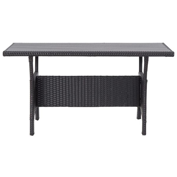 vidaXL Mesa de jardín ratán sintético negro 120x70x66 cm