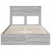 vidaXL Cama con almacenamiento con cabecera Gris Sonoma 135 x 190 cm