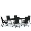 vidaXL Juego de comedor para jard&iacute;n 7 piezas negro