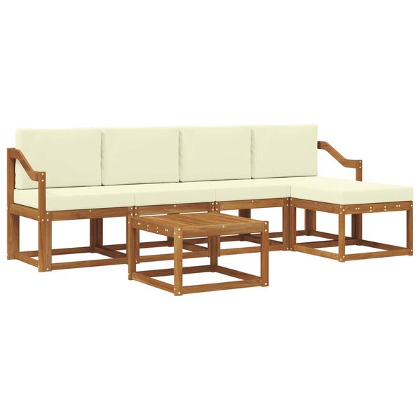 vidaXL Conjunto de sof&aacute;s de exterior con coj&iacute;n 6 pcs Natural y Crema