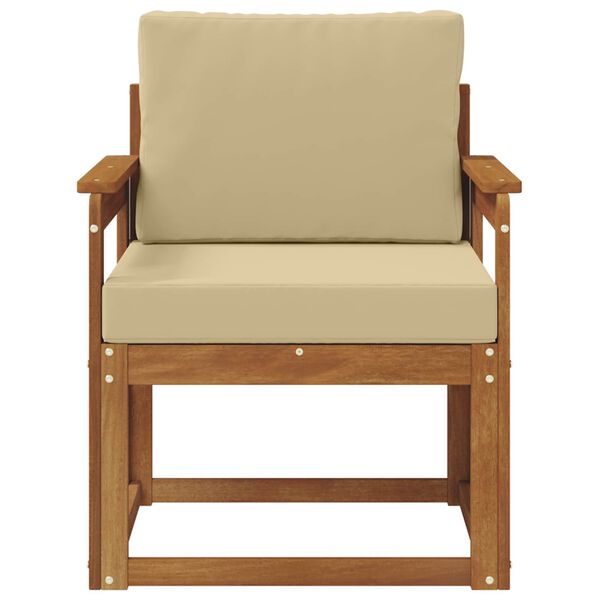 vidaXL Sof&aacute; de exterior Madera de Acacia S&oacute;lida y Poli&eacute;ster Natural