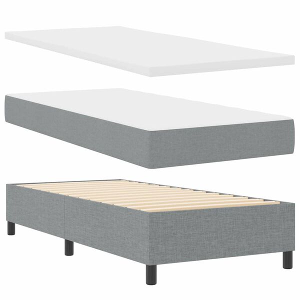 vidaXL Cama tipo Box Spring con colch&oacute;n Gris Claro 90 x 200 cm tela