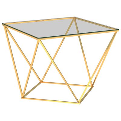 vidaXL Mesa de centro acero inoxidable dorada 80x80x45 cm