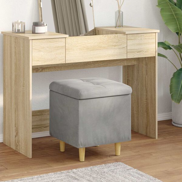 vidaXL Otomano de almacenamiento Gris Claro 40 x 40 x 45 cm Terciopelo