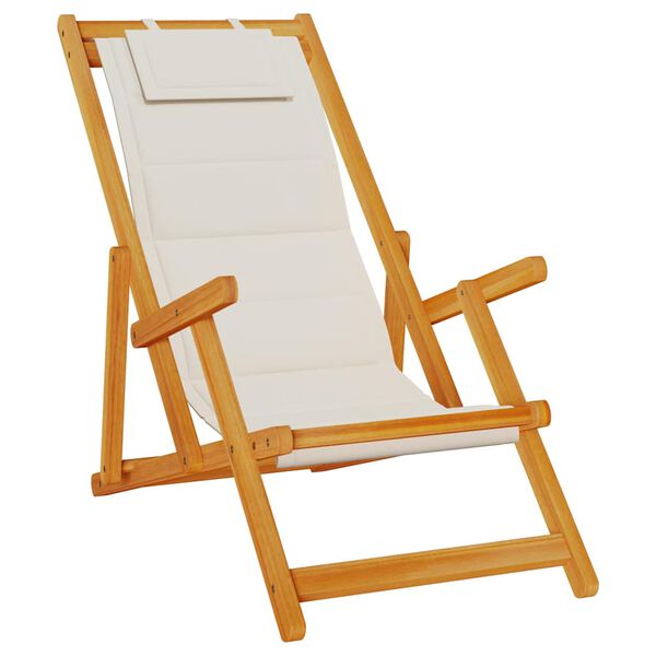 vidaXL Silla de playa plegable con reposabrazos gris claro