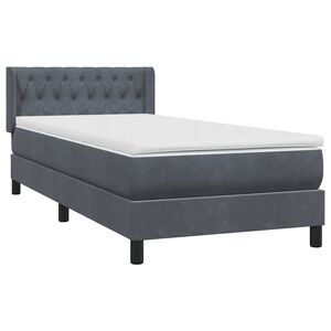 vidaXL Cama box spring con colch&oacute;n terciopelo gris oscuro 90x220 cm