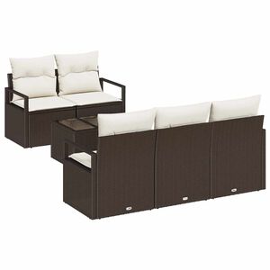 vidaXL Conjunto de sof&aacute; de jard&iacute;n 6 uds. 5 plaza Marr&oacute;n y crema