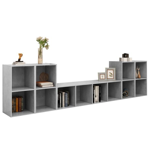 vidaXL Muebles de sal&oacute;n 5 piezas madera de ingenier&iacute;a gris hormig&oacute;n