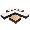 vidaXL Set muebles de jard&iacute;n 6 piezas y cojines rat&aacute;n sint&eacute;tico negro