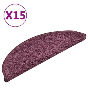 vidaXL Felpudos para escaleras 15 uds 56x17x3 cm morado oscuro