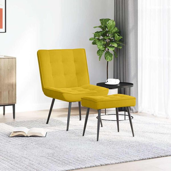 vidaXL Sillón de relax con taburete terciopelo amarillo