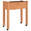 vidaXL Jardinera con forro y ruedas madera de abeto marr&oacute;n 71x37x80 cm