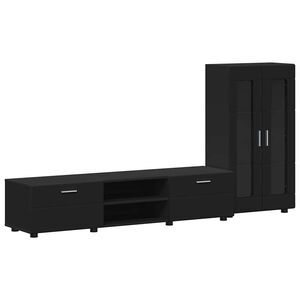vidaXL Conjunto de mueble de TV FLORIN Negro Madera de ingenier&iacute;a