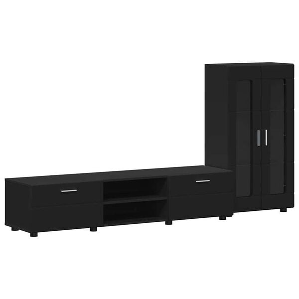 vidaXL Conjunto de mueble de TV FLORIN Negro Madera de ingenier&iacute;a