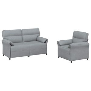 vidaXL Juego de Sof&aacute; 2 uds. Gris Claro Tela