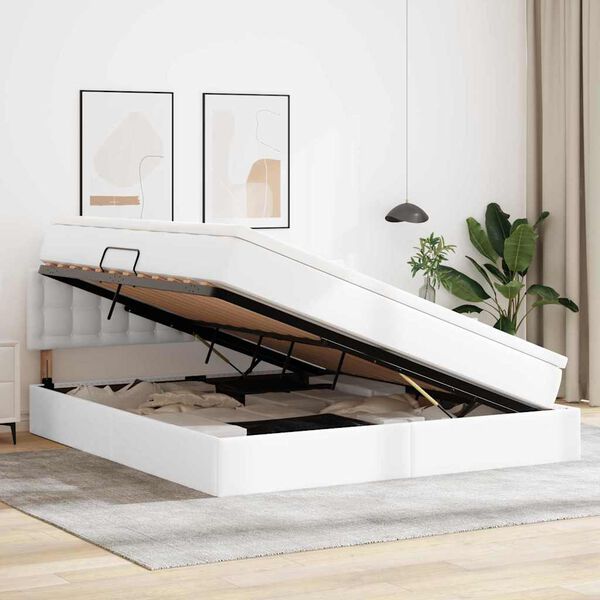 vidaXL Cama con almacenamiento y LED Puro 180 x 200 cm Cuero sint&eacute;tico