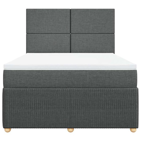vidaXL Cama box spring con colch&oacute;n tela gris oscuro 140x200 cm