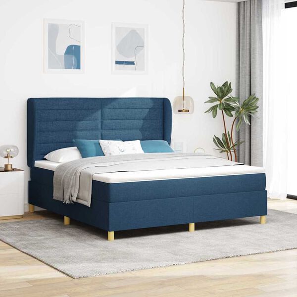 vidaXL Cama con Somier y Colch&oacute;n Gris Oscuro 90x190 cm de Tela Azul