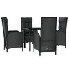 vidaXL Set de muebles jard&iacute;n 5 pzas con cojines rat&aacute;n sint&eacute;tico negro