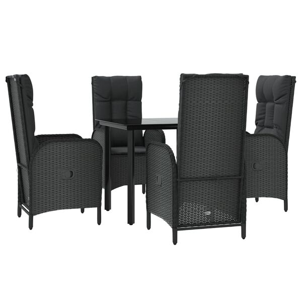 vidaXL Set de muebles jard&iacute;n 5 pzas con cojines rat&aacute;n sint&eacute;tico negro