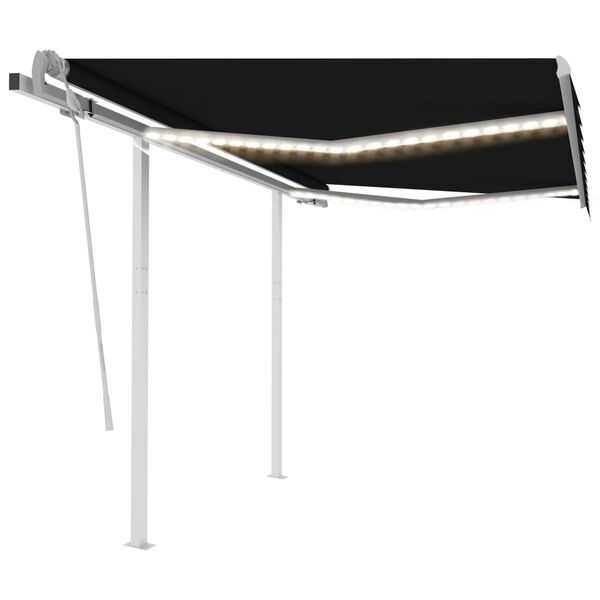 vidaXL Toldo manual retr&aacute;ctil con luz LED gris antracita 3x2,5 m