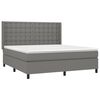 vidaXL Cama box spring colch&oacute;n y luces LED tela gris oscuro 180x200 cm