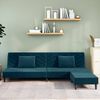 vidaXL Sof&aacute; cama 2 plazas con reposapies y 2 cojines terciopelo azul