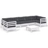 vidaXL Muebles de jard&iacute;n 8 pzas con cojines blanco madera de pino