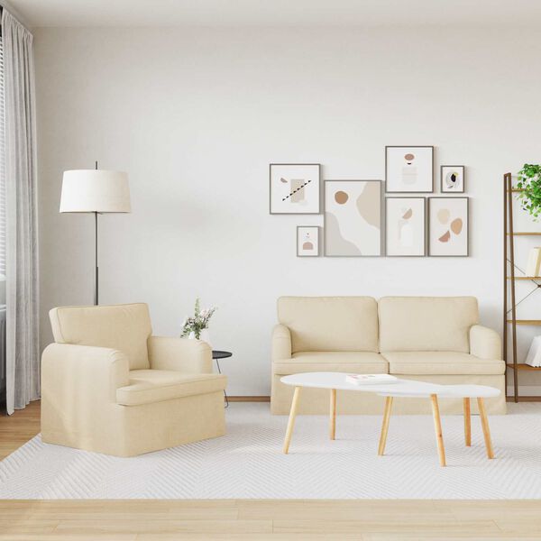 vidaXL Sof&aacute; 2 pcs Crema 162 x 80 x 85 cm tela