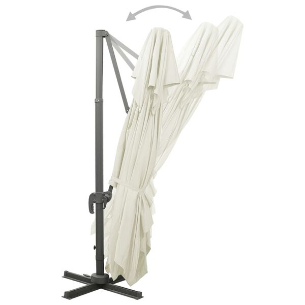 vidaXL Sombrilla de jard&iacute;n voladiza con doble techo arena 400x300 cm