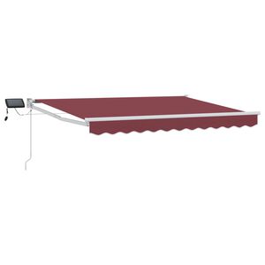 vidaXL Toldo manual retr&aacute;ctil con LEDs Borgo&ntilde;a y Blanco 2,5 x 2 m