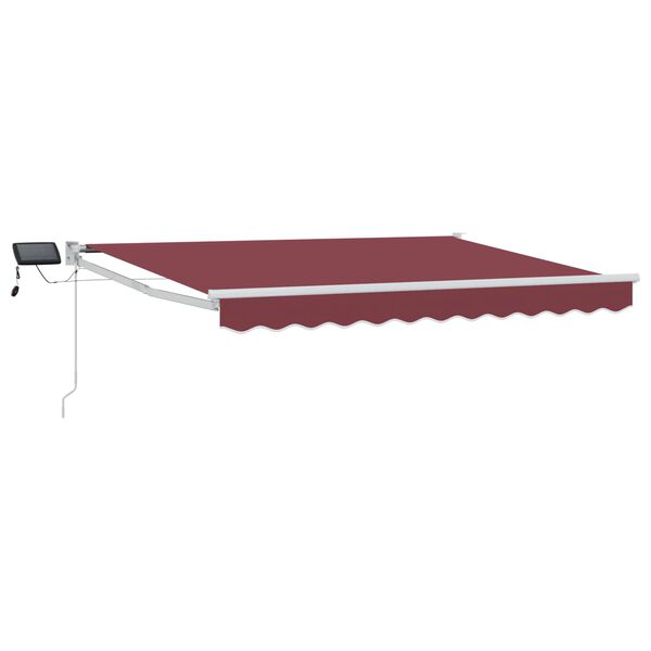vidaXL Toldo manual retr&aacute;ctil con LEDs Rojo burdeos 2,5 x 2 m