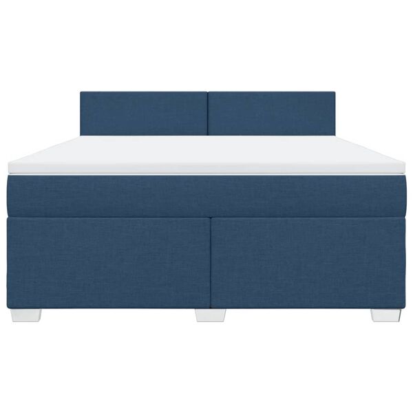 vidaXL Cama box spring con colch&oacute;n tela azul 180x200 cm
