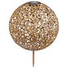 Hi L&aacute;mpara LED solar de jard&iacute;n forma esf&eacute;rica metal marr&oacute;n 28,5 cm