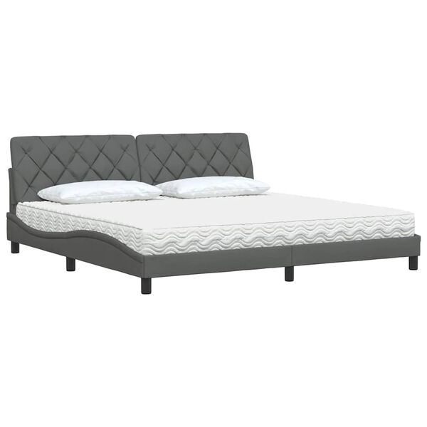 vidaXL Cama con colch&oacute;n tela gris oscuro 200x200 cm