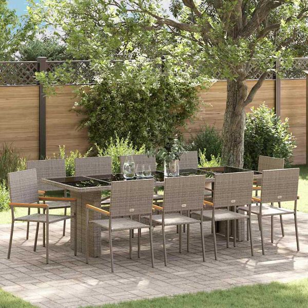 vidaXL Conjunto de Comedor de Jard&iacute;n 11 pcs Gris rat&aacute;n sint&eacute;tico