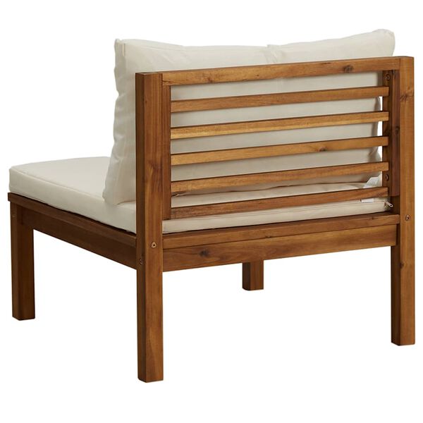 vidaXL Sofá intermedio seccional cojín blanco crema madera de acacia