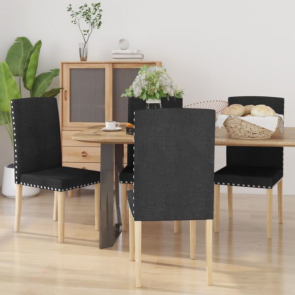 vidaXL Sillas de comedor 4 unidades de tela negra