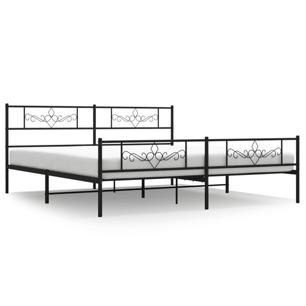 vidaXL Estructura cama sin colch&oacute;n con estribo metal negro 180x200 cm